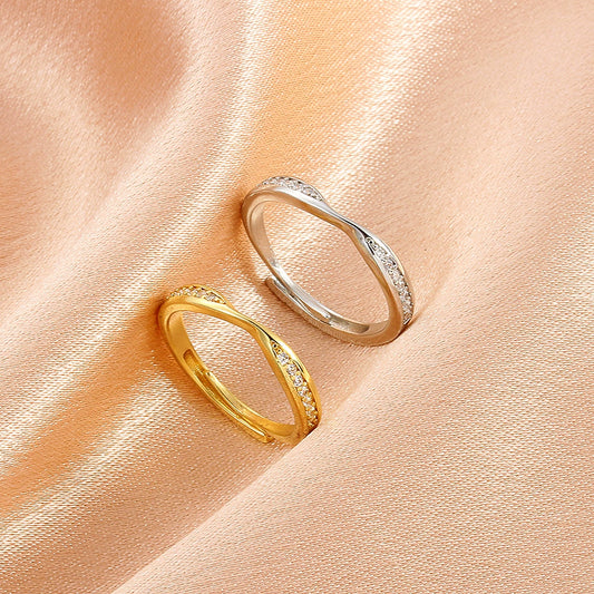 Wholesale Copper Geometric Retro Irregular Opening Adjustable Ring With Electroplating For Women
