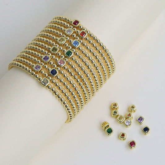 Wholesale Copper Geometric Style Perforated Beads Bracelet Jewelry With Electroplating