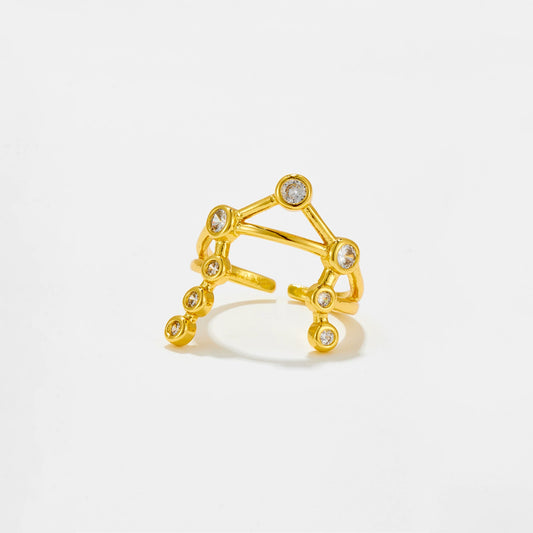 Wholesale Copper Geometry Style Electroplated Opening Adjustable Ring For Women With Micro Inlaid Zircon Small Pendant
