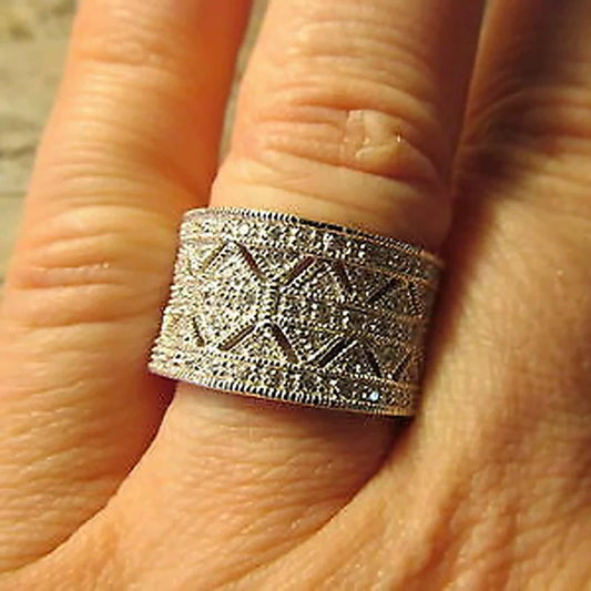 Wholesale Copper Inlaid Zircon Geometric Ring Accessories Light Luxury Style