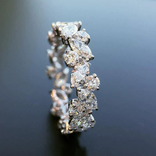 Wholesale Copper Leafshaped Zircon Women's Ring Fashion Style