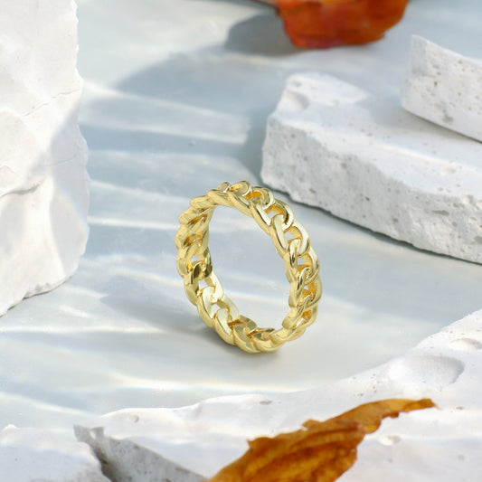 Wholesale Copper Metallic Gold Rope Geometric Hollow Ring With Electroplating Treatment