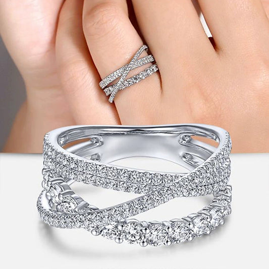 Wholesale Copper Niche Geometric Spiral Shape Ring With Zircon For Women