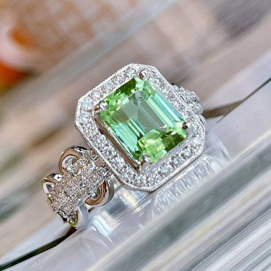 Wholesale Copper Rectangular Ring With Zircon And Geometric Style Retro Luxury For Women