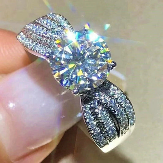 Wholesale Copper Ring Geometric Zircon Inlay For Women