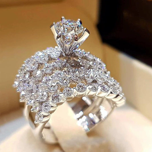 Wholesale Copper Ring With Star Shape And Geometric Design Inlaid With Zircon For Women And Couple Exaggerated Style