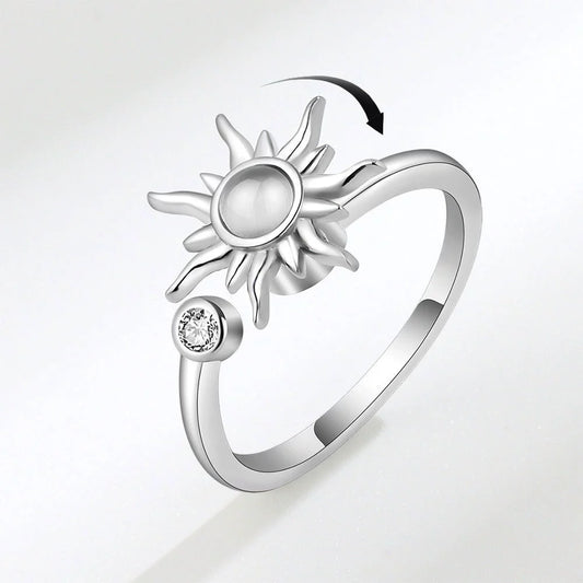 Wholesale Copper Rotatable Sunflower Ring For Women With Electroplating And Geometric Design