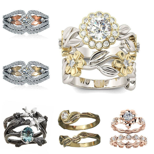Wholesale Couple Ring Copper Gold Plated Flower Design