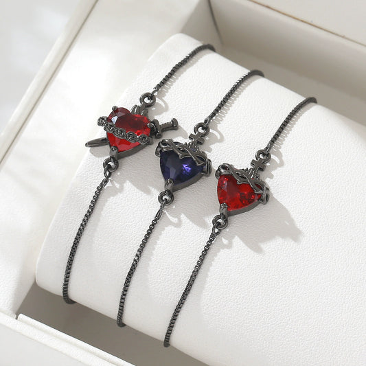 Wholesale Electroplated Copper Heartshaped Bracelet For Unisex