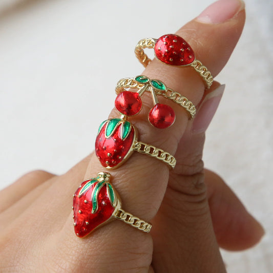 Wholesale Fruit Style Copper Ring With Electroplating For Ladies