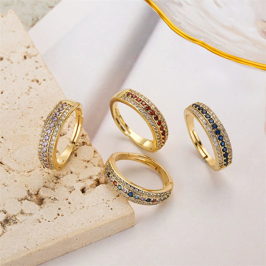 Wholesale Geometric Copper Opening Ring For Unisex With Microinlay Design