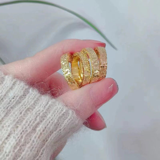Wholesale Geometric Copper Ring With Electroplating And 24K Real Gold Plating Unisex Fashion Light Luxury Style