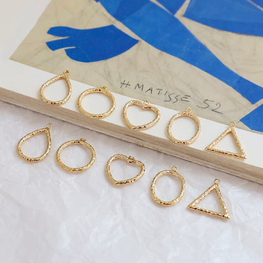 Wholesale Geometric Pleated Oval Water Drops Love Style Copper Clad Gold Electroplated Handmade Earrings