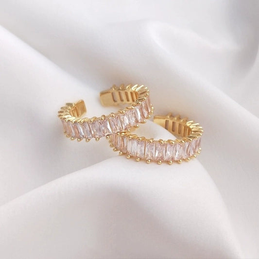 Wholesale Geometric Rectline Zircon Ring Copper Electroplated For Women Fashion Style