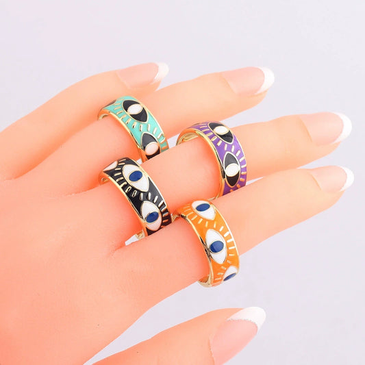 Wholesale Hip Hop Ring Female Devil's Eye Gold Plated Copper Ring