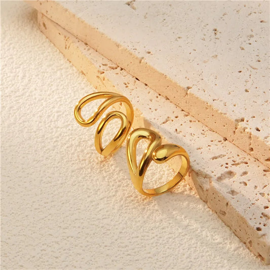 Wholesale Jewelry Classic Style Streetwear Solid Color 304 Stainless Steel 18K Gold Plated Plating Open Rings