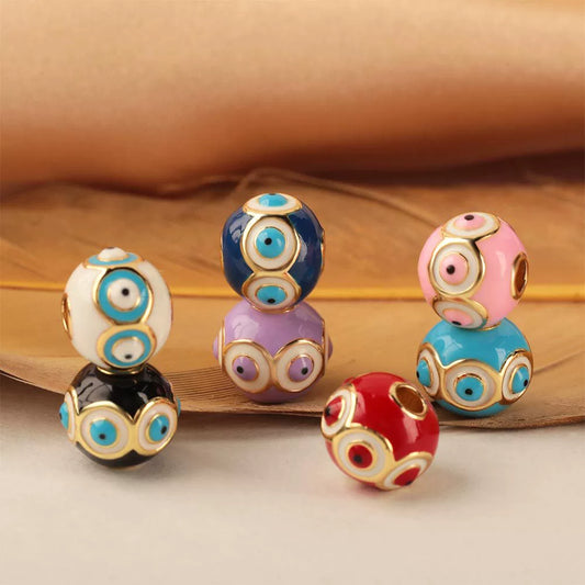 Wholesale Jewelry Copper Devil's Eye Geometric Electroplating Dripping Oil Beads Bracelet Anklet Accessories