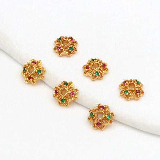 Wholesale Jewelry Copper Electroplated Cut Out Flower Holder Microencrusted Zircon Bracelet Flower Cap Accessories
