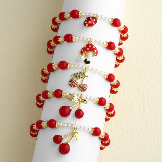 Wholesale Jewelry Copper Fruit Pattern Pendant Bracelet With Electroplating