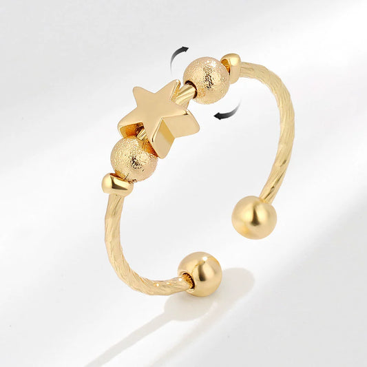 Wholesale Jewelry Copper Geometric Simple Frosted Electroplating Ring For Women