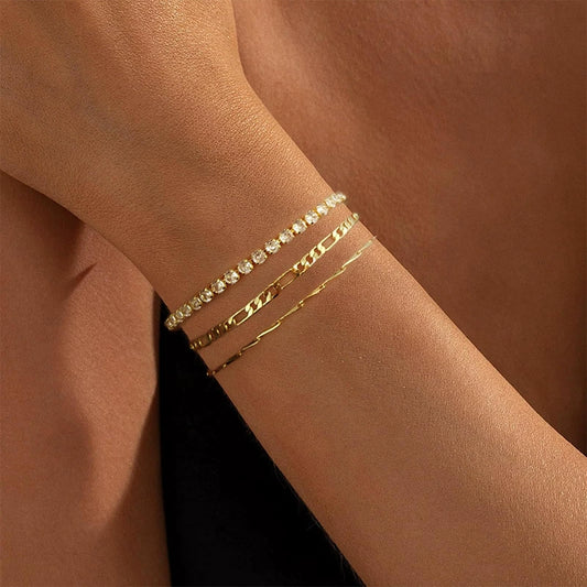 Wholesale Jewelry Copper Geometric Threepiece Set Electroplated Bracelet For Women