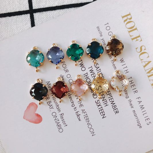 Wholesale Jewelry Copper Plated 18K Gold Double Hanging Diamond Crystal Glass Pendant Bracelet Necklace Earrings Accessories