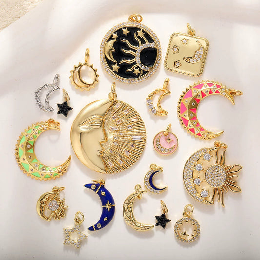 Wholesale Jewelry Copper Plated 18K Gold Star Shape Oil Drop Design Necklace Pendant Bracelet Earrings Keychain