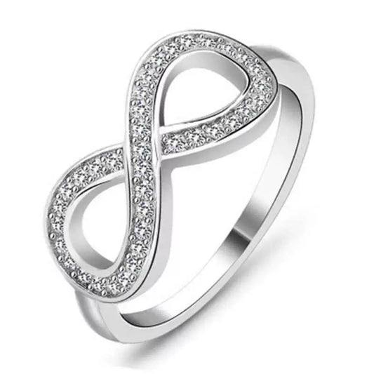 Wholesale Jewelry Copper Ring With Zircon Set Simple Infinite 8 Word Exaggerated Personality Design With Letters Numbers Text For Women