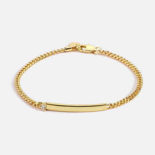 Wholesale Jewelry Cuban Chain Bracelet Copper 18K Gold Plated Geometric Diamond Female Couple Style