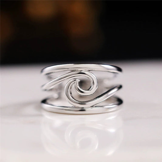 Wholesale Jewelry Geometric Wave Copper Electroplated Women's Ring