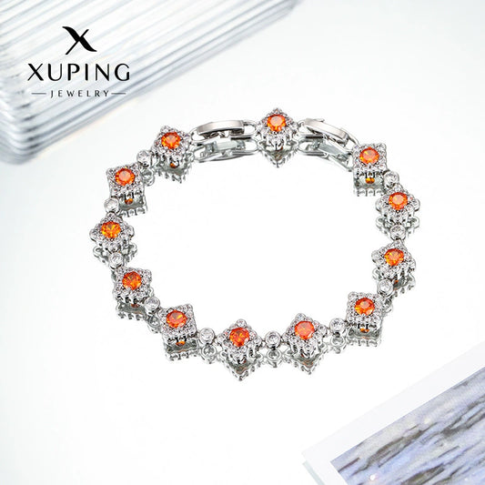 Wholesale Jewelry Light Luxury Style Geometric Copperzinc Alloy Electroplated Microinlaid Artificial Stone Bracelet