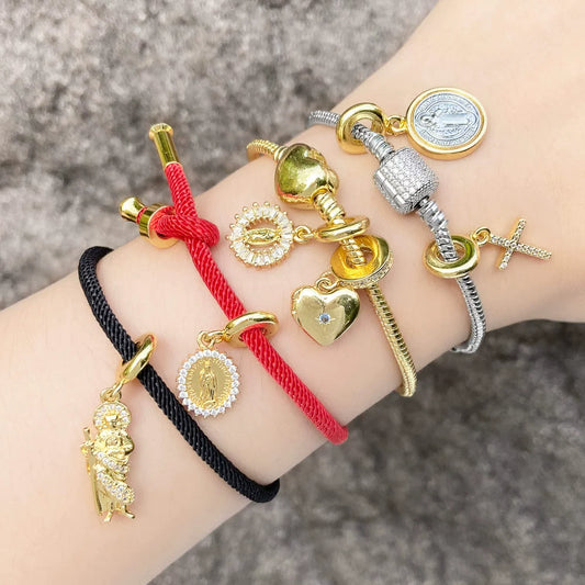 Wholesale Jewelry Minimalist Heart Shape Copper Electroplated Hand Woven Bracelet