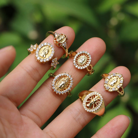 Wholesale Jewelry Retro Geometric Copper Ring With Electroplating Treatment