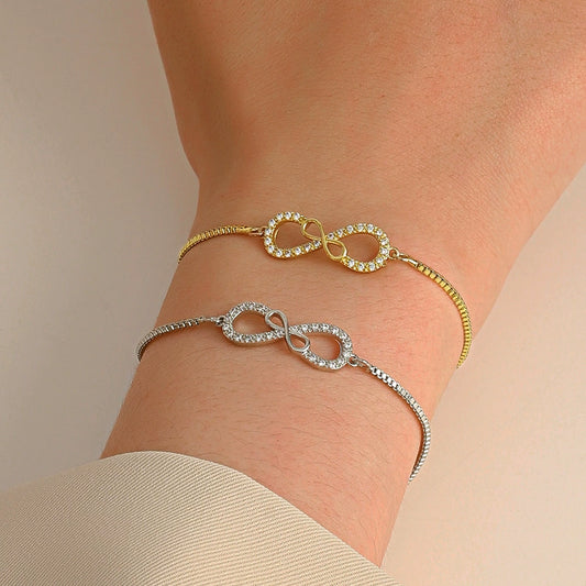 Wholesale Jewelry Simple Infinite Love Women's Copper Bracelet With Electroplating And Letters Numbers Text Pattern