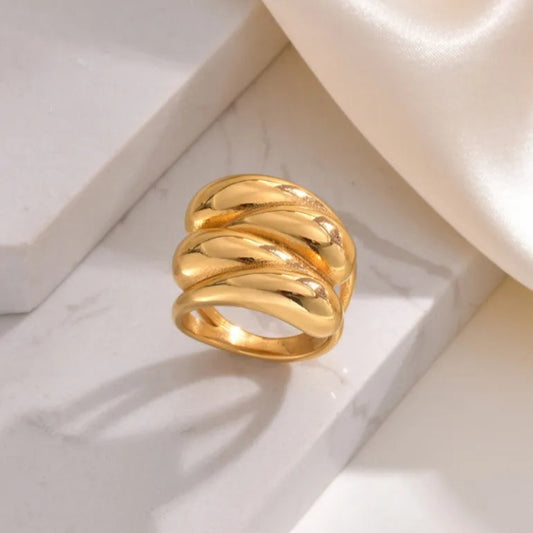 Wholesale Jewelry Simple Style Streetwear Solid Color 304 Stainless Steel Stainless Steel 18K Gold Plated Plating Rings