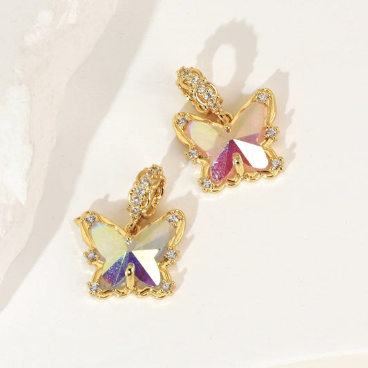 Wholesale Jewelry Sweet Animal Style Copper Electroplated Butterfly Pendant Necklace Earrings Bracelet Accessories