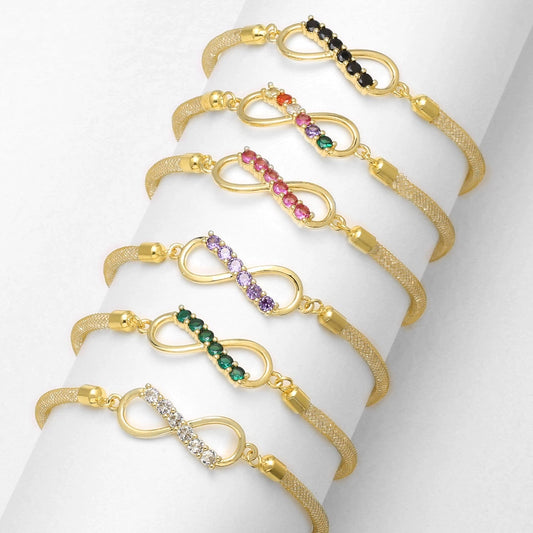 Wholesale Jewelry Unisex Copper Electroplated 8Shaped Bracelet With Full Zircon