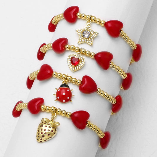 Wholesale Jewelry Unisex Copper Fruit Pattern Pendant Bracelet With Electroplating