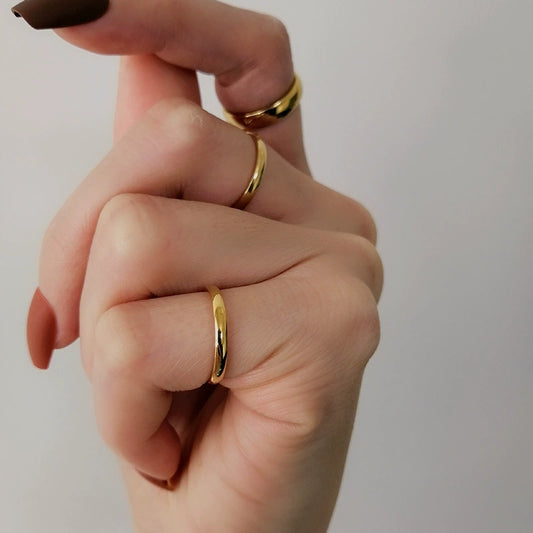Wholesale Jewelry Unisex Couple Ring Geometric Stainless Steel Electroplated Gold Fashion