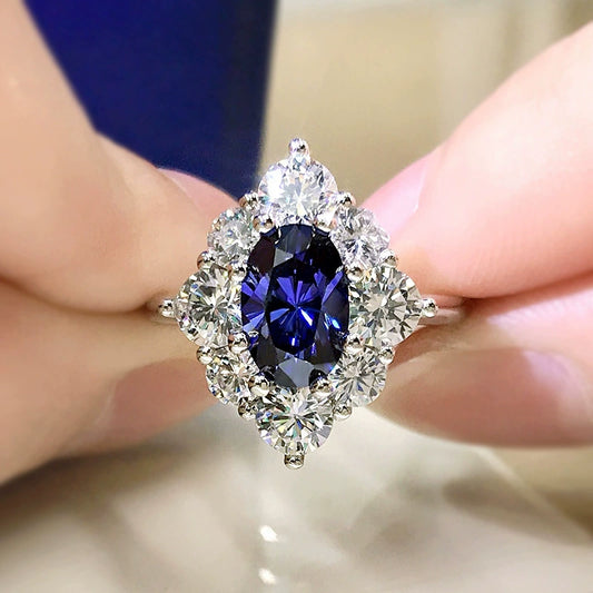 Wholesale Jewelry Women's Light Luxury Eggshaped Copper Zircon Ring With Luxury Inlay