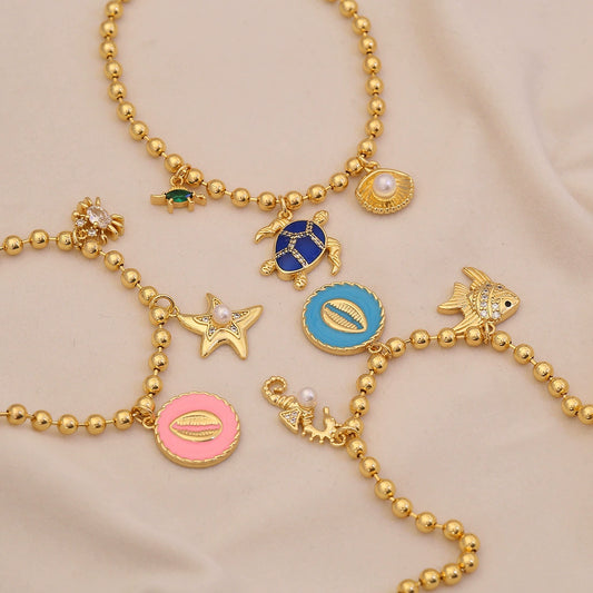 Wholesale 18K Gold Plated Copper Animal Pattern Diy Bracelet For Women