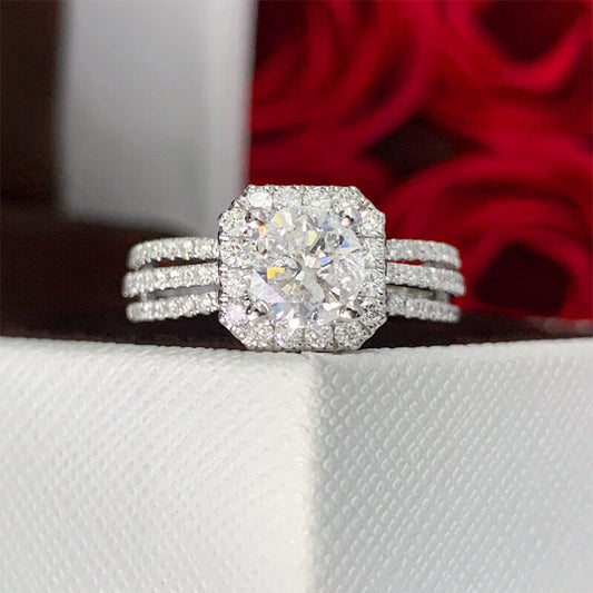 Wholesale Light Luxury Geometric Inlaid Zircon Copper Ring Jewelry For Women