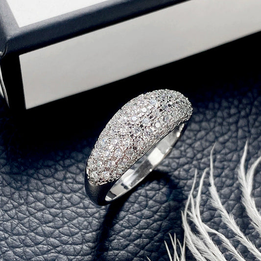 Wholesale Light Luxury Style Geometric Copper Ring And Bracelet Full Inlaid With Zircon