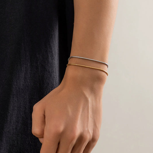 Wholesale Men's Hip Hop Style Double Layer Snake Bone Chain Bracelet Copper Electroplated