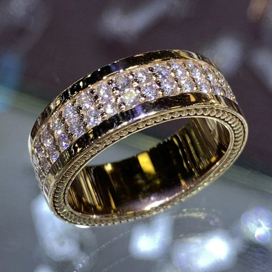 Wholesale Microinlaid Geometric Zircon Copper Ring For Men And Women