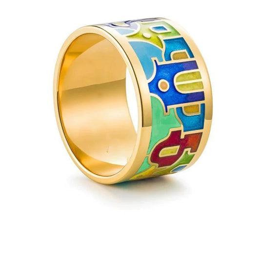 Wholesale Personality Ladies Ring Copper Geometric Dripping Oil Enamel