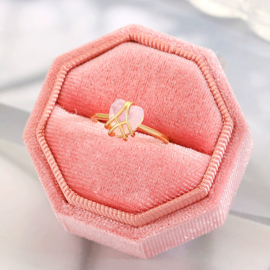 Wholesale Princess Ring Copper Gold Plated Heart Bow Design For Women