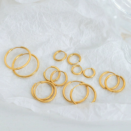 Wholesale Retro Large Circle Earrings For Women Titanium Steel 18K Gold Electroplated Geometric Design Non Fading