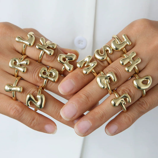 Wholesale Ring Copper Electroplated With Letter Pattern