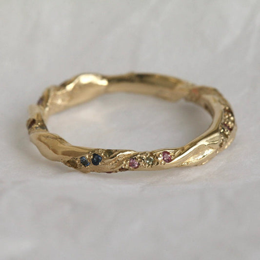 Wholesale Ring Copper Plated 18K True Gold Retro Light Luxury Zircon Irregular Spiral Geometric Style For Women